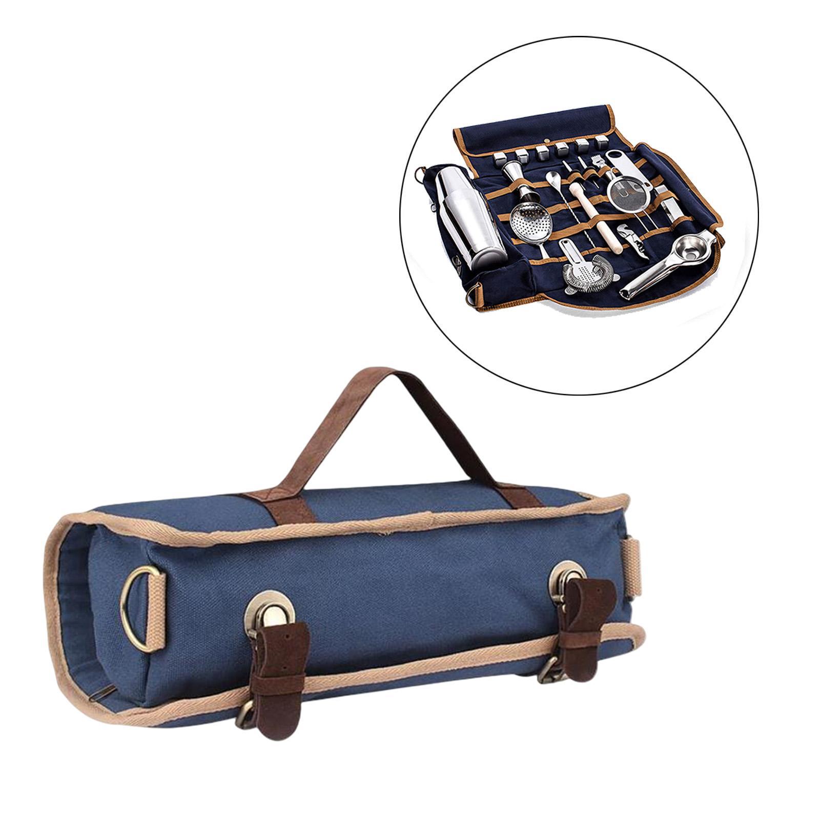 Bartender Bag Portable Canvas Bag Barware Roll Bag Case Bar Accessories