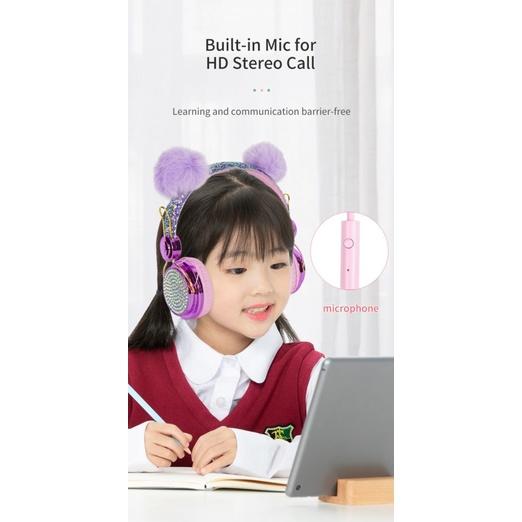 Tai Nghe Mèo Bluetooth Chụp Tai Dễ Thương Tai Nghe Có Dây Với Microphone Cô Gái Stereo Âm Nhạc Tai Nghe Máy Tính Điện Thoại Di Động Gamer Tai Nghe headphone tai mèo