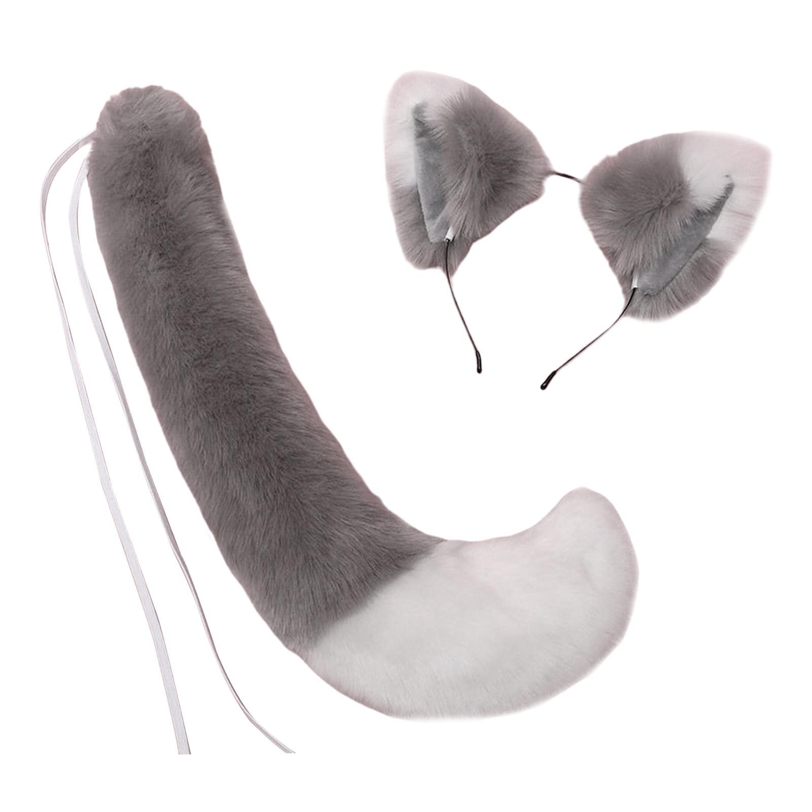Ears and Long Tail Set Dress up Costume Accessories for Prom Halloween