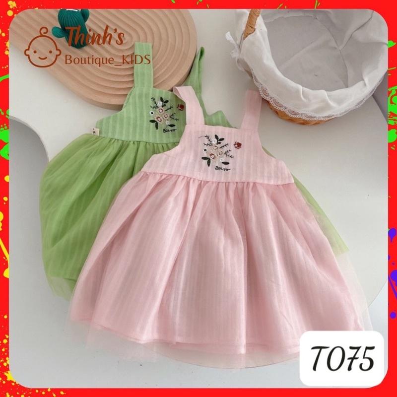 Đầm bé gái-Váy bé gái - T075-Xanh,Size 13: 16-18 ký