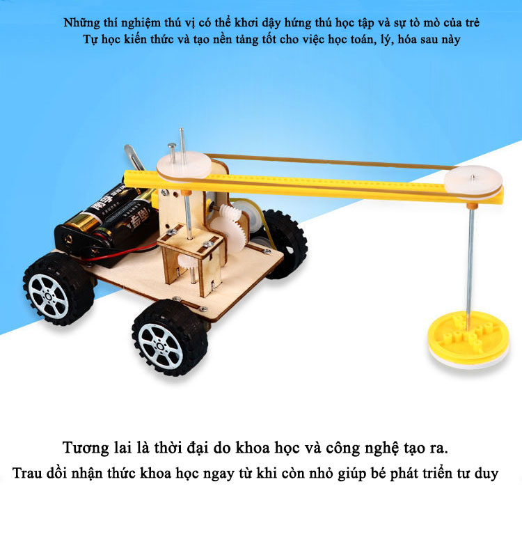 Đồ Chơi Lắp Ráp Robot Lau Nhà, Đồ Chơi Gỗ Xe Oto Quét Dọn, Đồ Chơi Khoa Học Tự Làm J-50 DIY Wood Steam - Chính Hãng BABYBOSS + Tặng Kèm 01 Tranh Ghép Bằng Gỗ