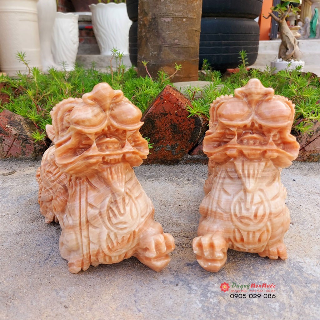 Tượng tỳ hưu phong thủy đá vân gỗ 21cm đá Non Nước