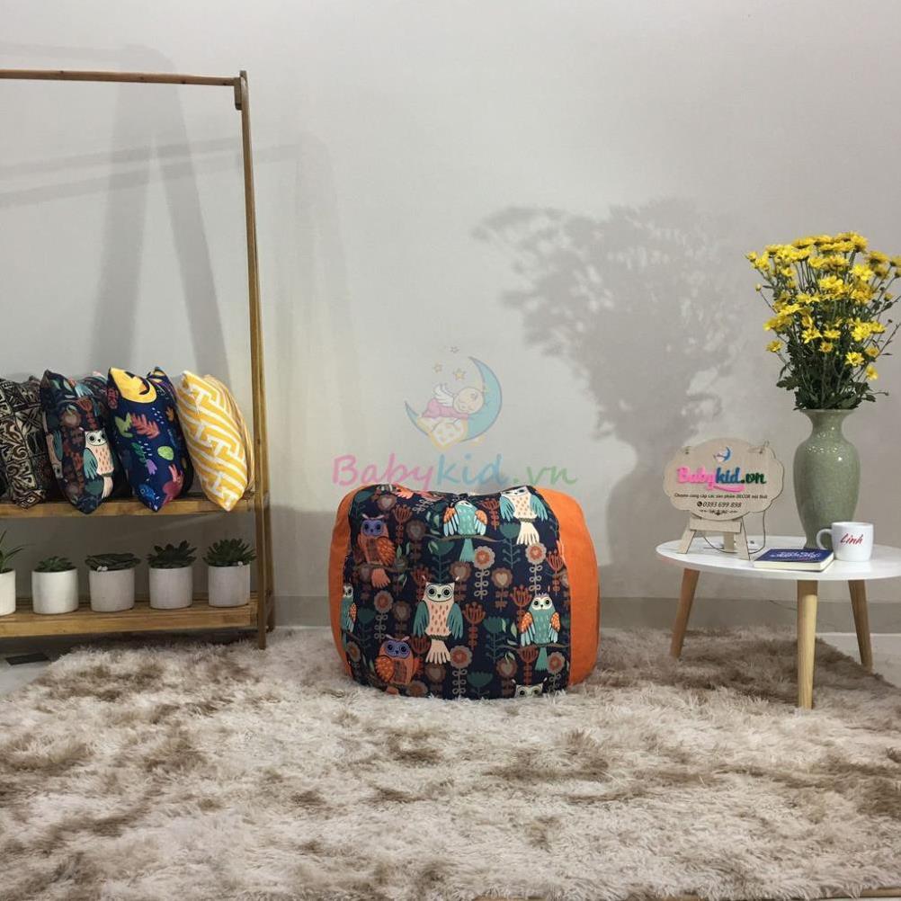 Ghế xốp dáng lê size S, thô hàn cú mix cam da lộn, có xốp