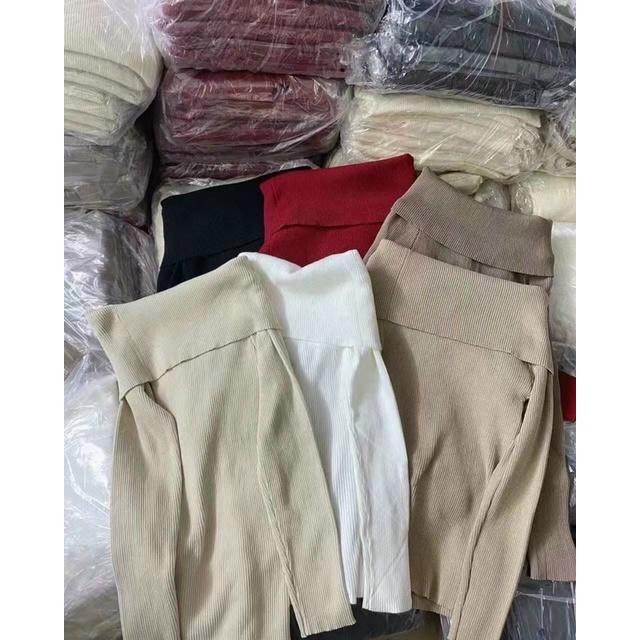 Áo len nữ dài tay cổ đổ bẹt vai sexy hàng len QC