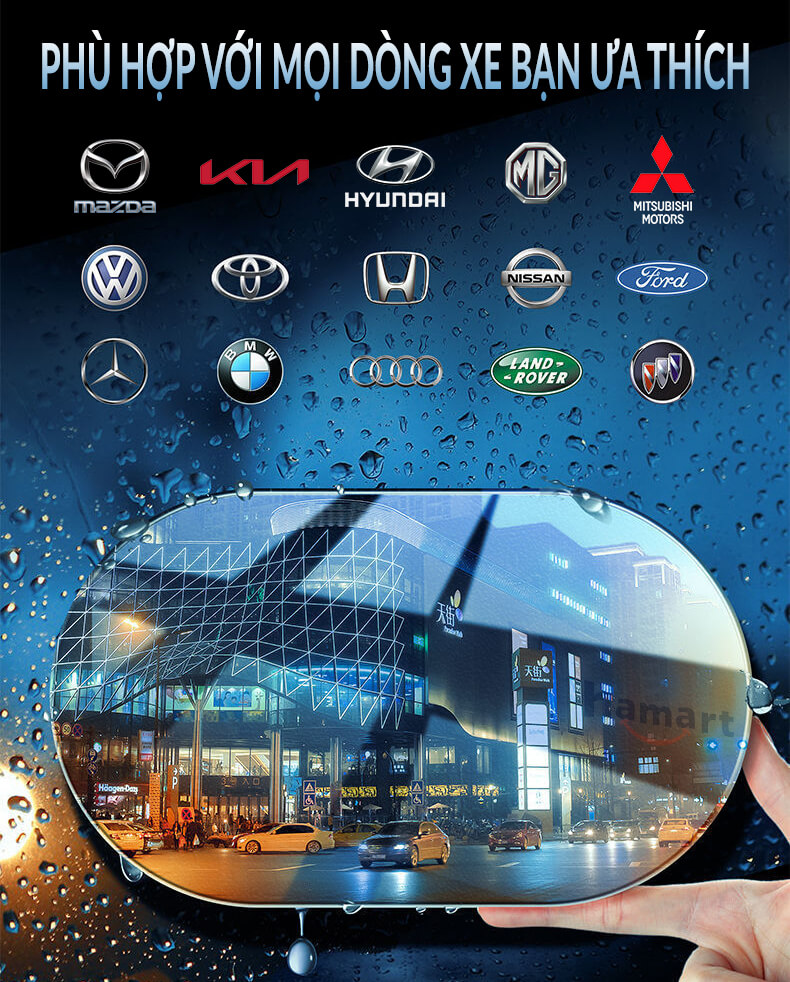 Bộ Miếng Dán Chống Nước Gương Ô Tô Xe Máy Dán Kính Chống Mưa Chống Đọng Nước Phủ NANO Cao Cấp