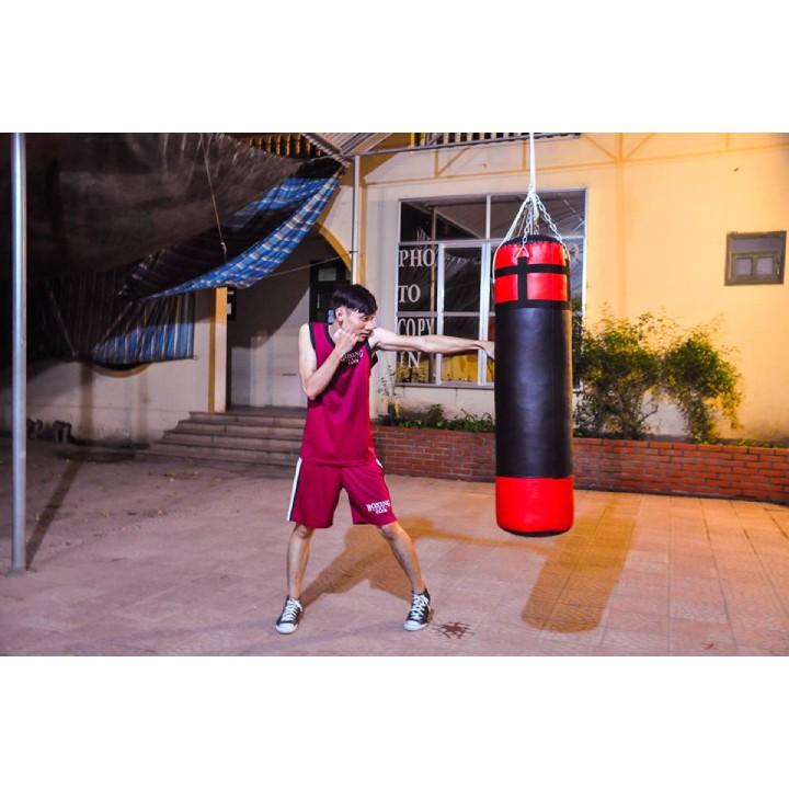 Bao cát đấm bốc boxing treo tường đã nhồi hoàn thiện dày 3 lớp siêu bền tặng kèm găng boxing Zooboo cao cấp thế hệ mới