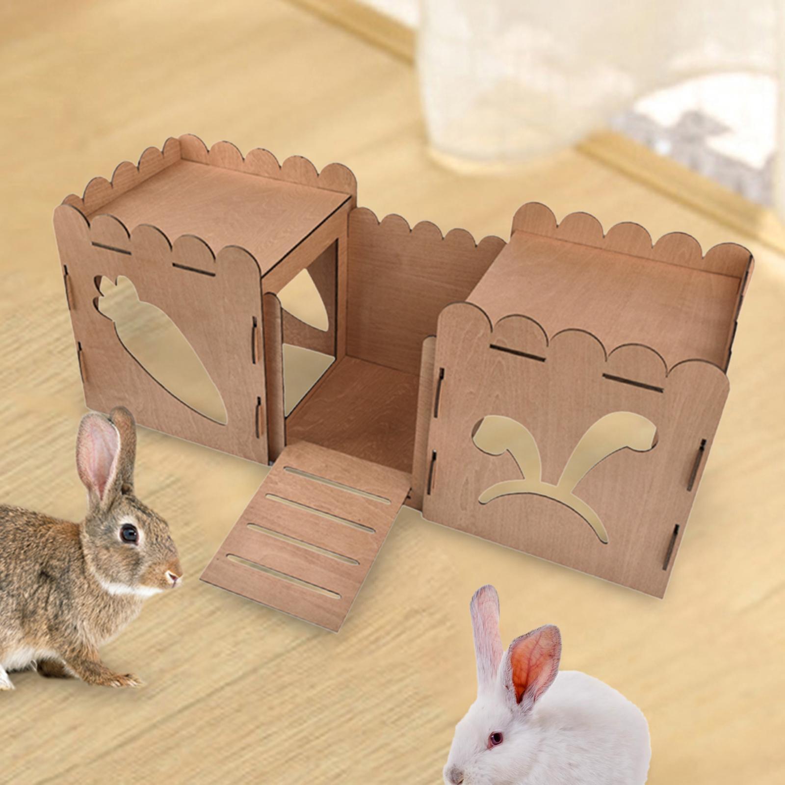 Hamster House Guinea Pig Cage Decor Pet Bed Hut Wooden Rabbit Castle Hideout
