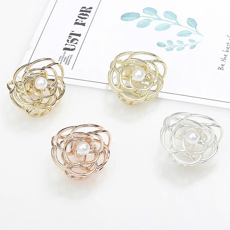 Kẹp tóc sau - hoa hồng cẩn ngọc - loại lớn