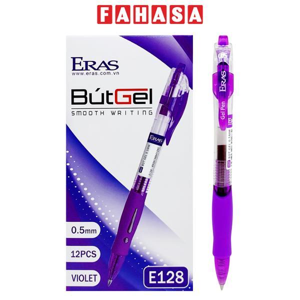 Hộp 12 Bút Gel Bấm 0.5 mm - Eras E128 - Mực Tím