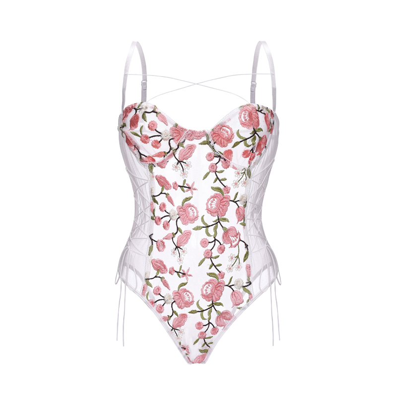 Bodysuit thêu hoa dây đan hông 2 dây quyến rũ sexy