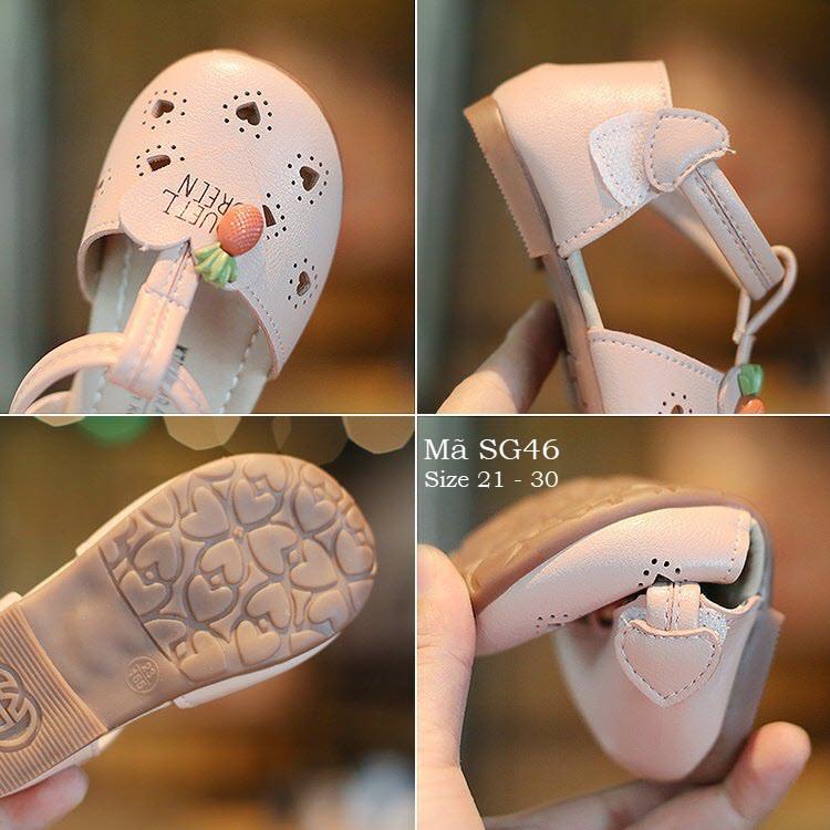 Giày búp bê công chúa, sandal bé gái 1 - 5 tuổi mùa hè màu hồng quai dán dáng tiểu thư thời trang cho bé SG46