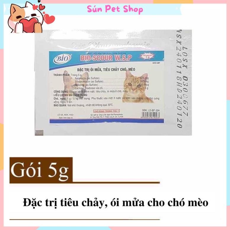 Hình ảnh Bio Scour W.S.P giảm tiêu chảy, ói mửa cho chó mèo (Gói 5g)