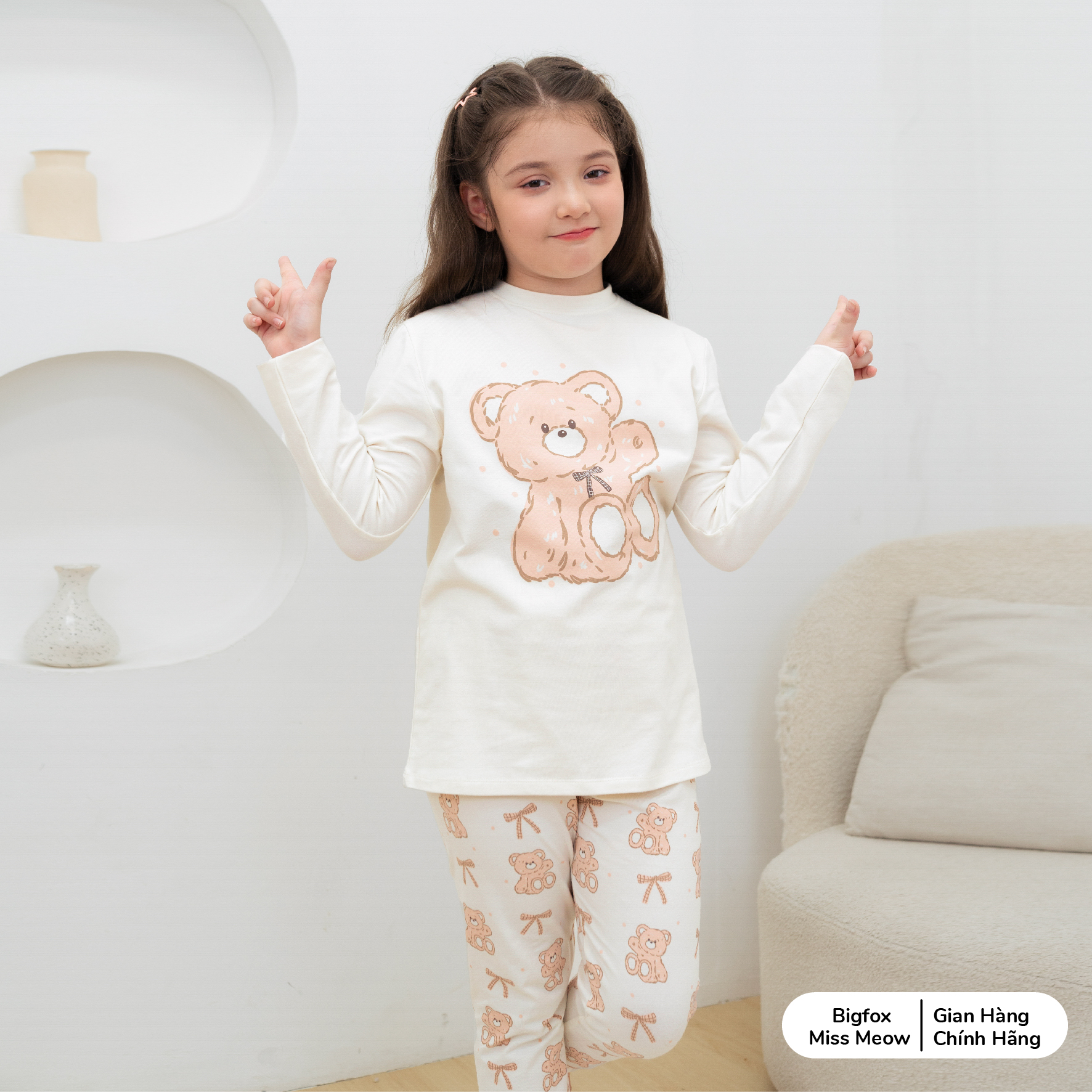 Bộ thu đông bé gái BIGFOX MISS MEOW size đại, quần áo dài tay vải thun cho trẻ em kiểu Hàn Quốc cỡ 3,7,11 tuổi 30kg 1995