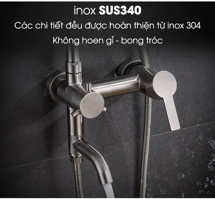 Sen cây tắm đứng nóng lạnh inox 304 KOSKO (BH 24 THÁNG), sen tắm nóng lạnh tròn L