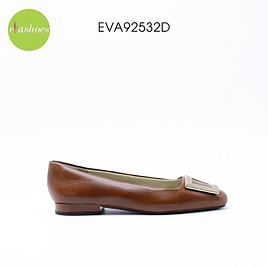 Giày búp bê phối nơ kim loại da bò 2cm Evashoes EVA92532D