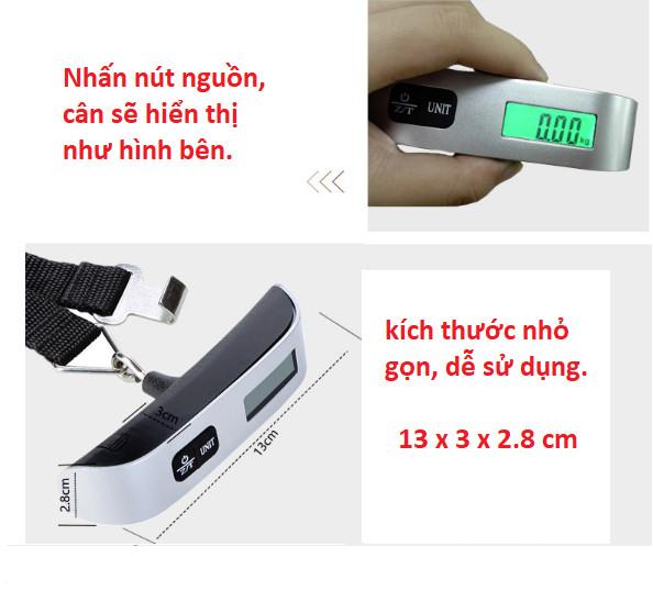 Cân Vali inox Cân điện tử hành lý xách tay 50kg Electronic luggage scale ( Tặng kèm Pin ) DL38-CanInox50