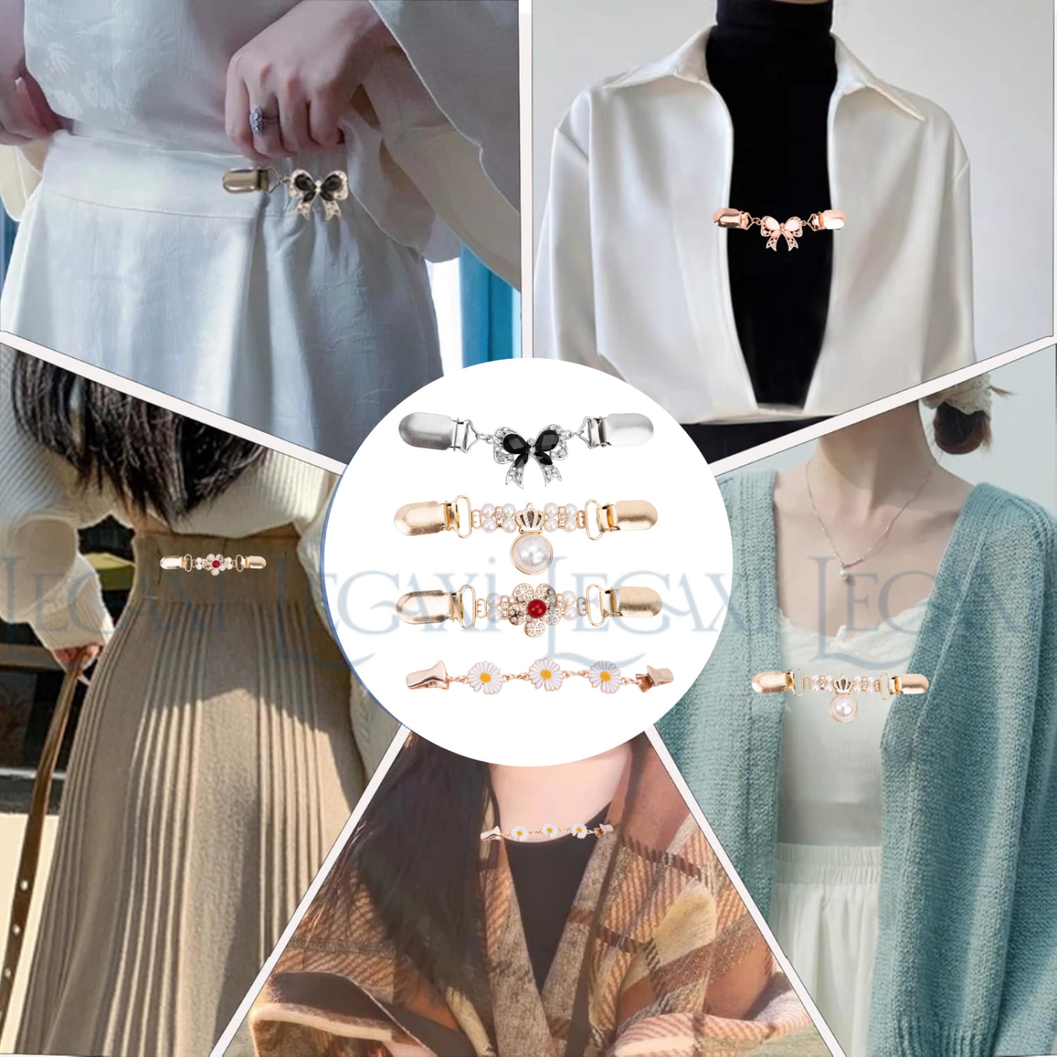 Kẹp Khăn Choàng, Kẹp Mỏ Vịt Áo Len Cổ Áo Cardigan, Kẹp Lưng Áo Thu Nhỏ Vòng Eo Hình Hoa, Nơ, Hoa Cúc