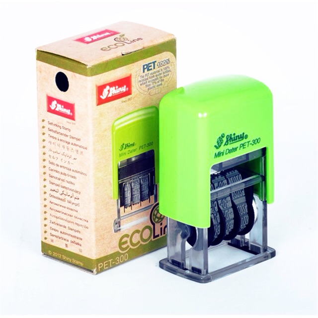 Combo Dấu Lật Liền Mực Ngày - Tháng - Năm Mini Dater Khay Mực Khô Và 1 Lọ Mực Si - Shiny Pet 300 - Combo Mực Đỏ