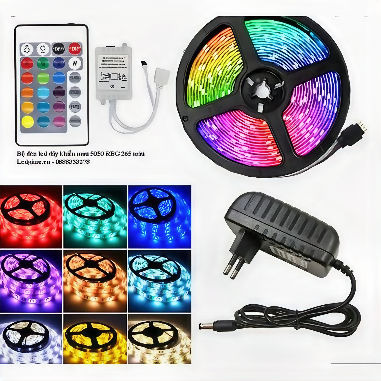Cuộn đèn led KGRGB5050 trang trí quấn cây siêu sáng, kèm remote 44 phím dài 5m- Hàng chính hãng