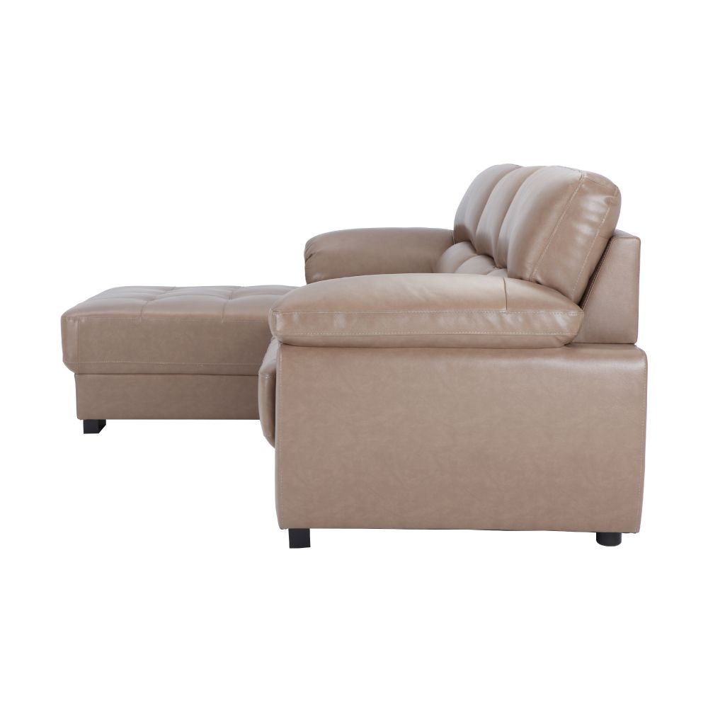 Sofa giường góc chữ L phải MORETTO khung gỗ, đệm bọc da thật cao cấp màu nâu | Index Living Mall -  Phân phối độc quyền tại Việt Nam