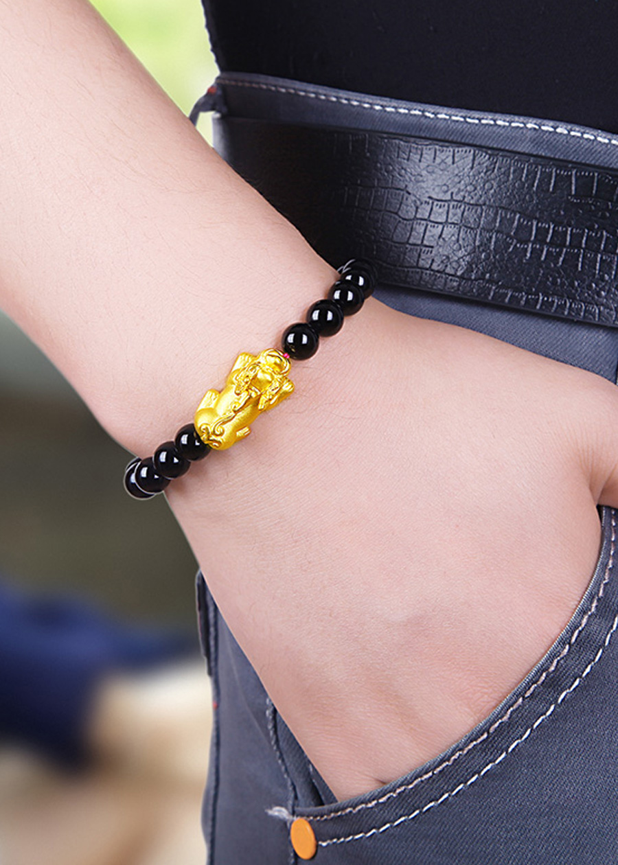 Vòng Tay Tỳ Hưu Đá Opal Đen Tự Nhiên 12mm
