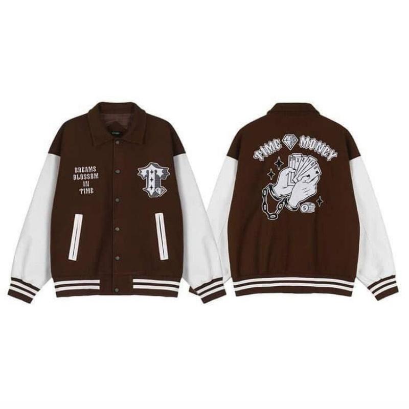 Áo khoác nữ nam nhung bomber unisex gió jacket cúc bấm form rộng local brand ulzzang phong cách hàn quốc đep Chữ T