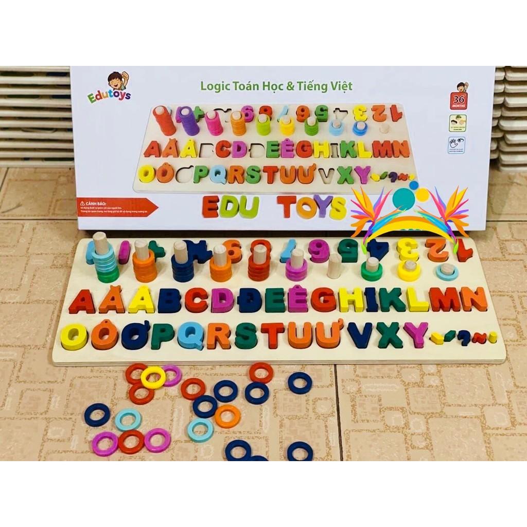 Bảng chữ cái và số bằng gỗ tiếng Việt đồ chơi an toàn giáo dục cho bé