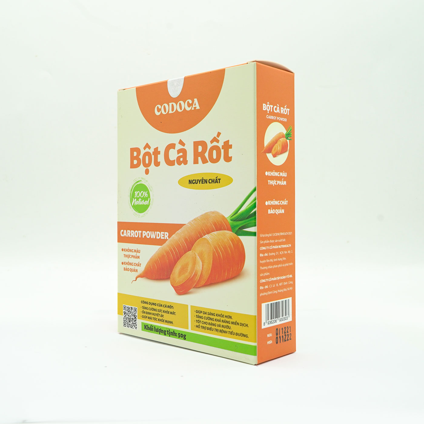 Bột Cà rốt Codoca Nguyên Chất sấy lạnh (50g)