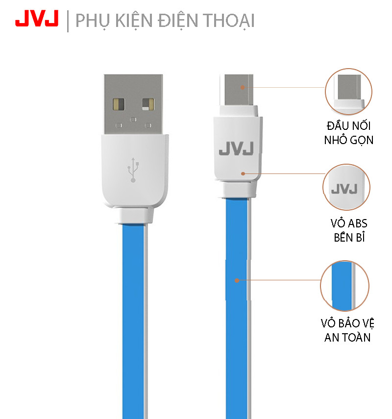 Cáp sạc nhanh JVJ SA-21 Lightning/Micro USB/Type-C cho các dòng máy iPhone, Android