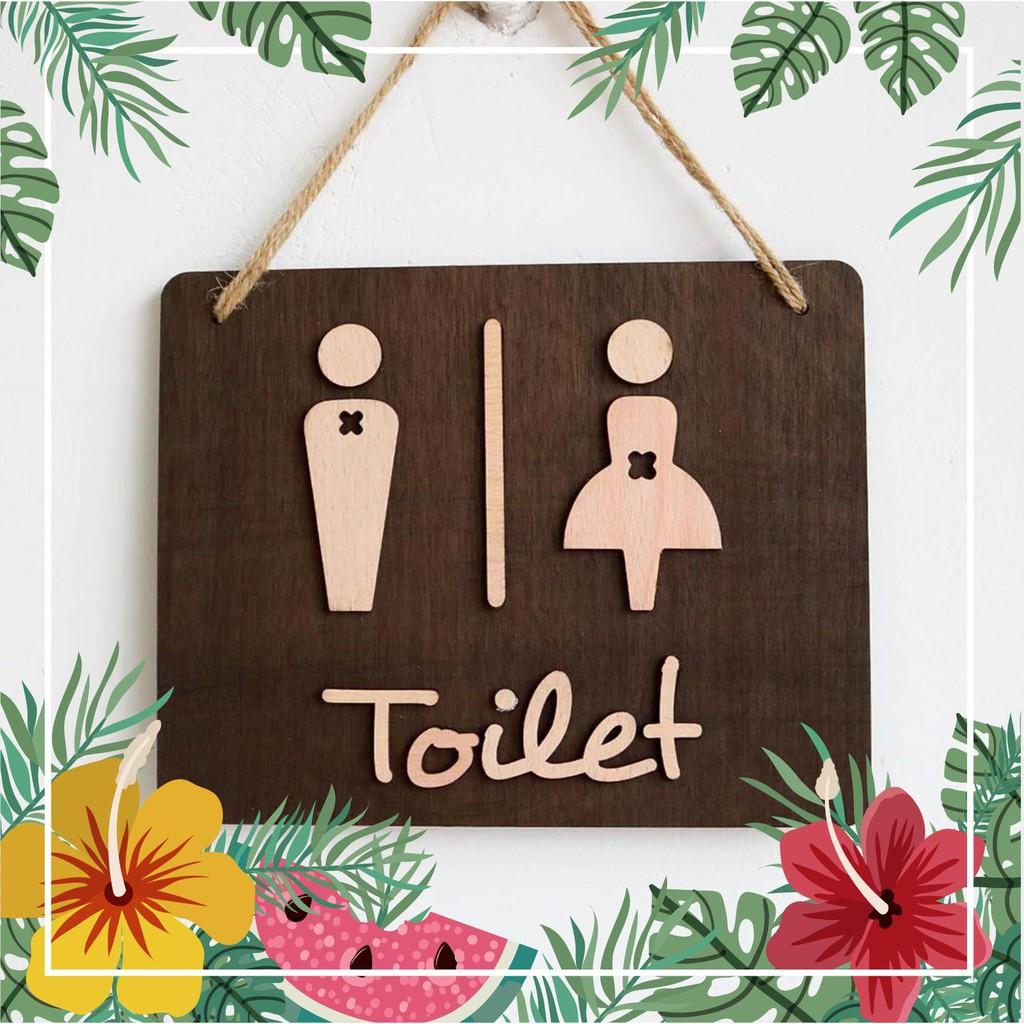 Bảng gỗ decor Toilet đôi