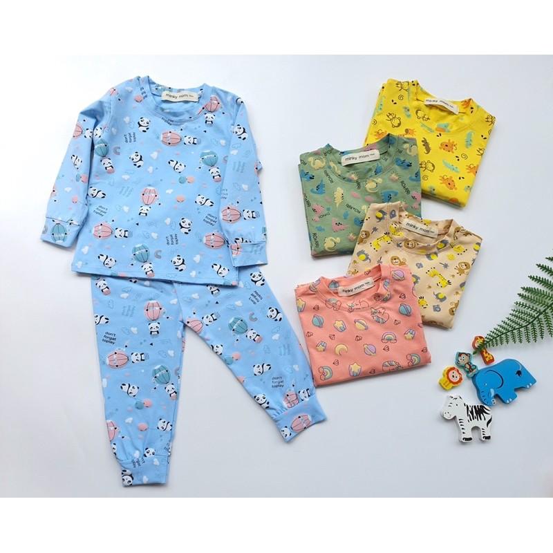 Bộ Minky Mom Dài Tay Cho Bé Trai Bé Gái Chất 100% Cotton Cao Cấp Mềm Mịn Co Giãn Thấm Hút Mồ Hôi Tốt