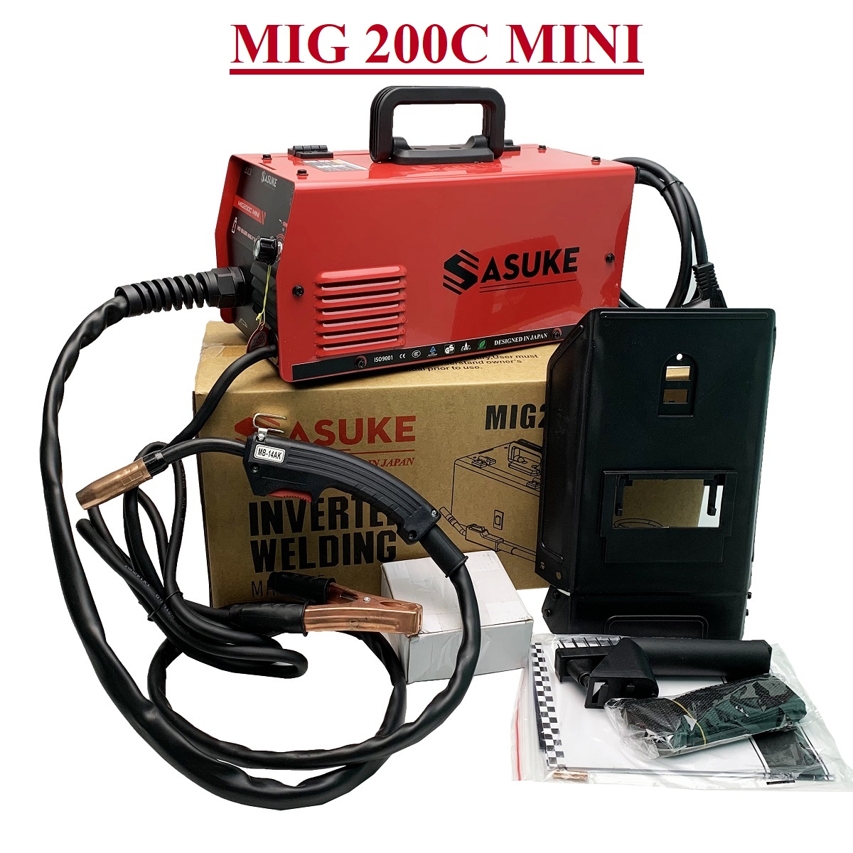 Máy hàn Inverter Sasuke MIG 200C MINI - Tặng kèm 01 cuộn dây hàn 1kg + 01 hộp mỡ hàn