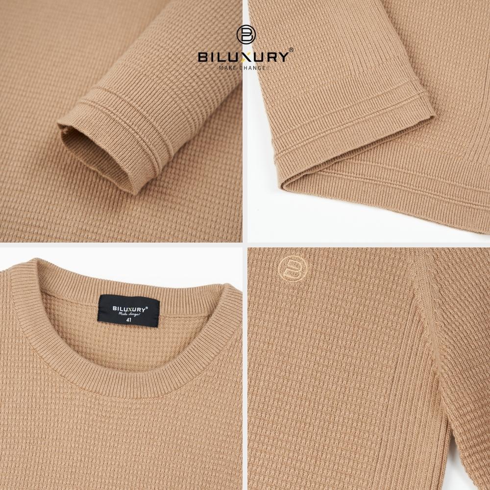 Áo len nam dài tay Biluxury 6ALRB001BEV thiết kế tối giản phom hơi ôm mang lại vẻ ngoài trẻ trung khỏe khoắn