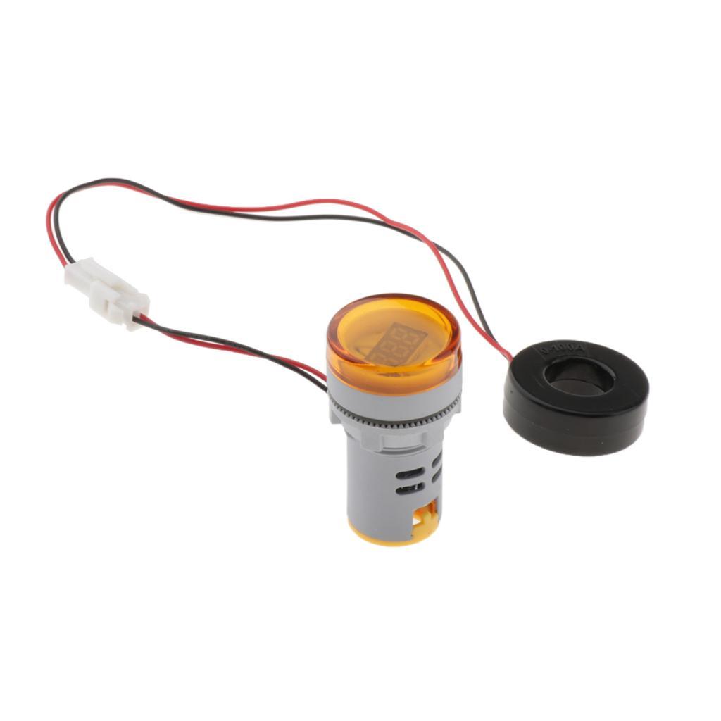 22mm AC 0-100A Ammeter Current Meter LED Digital Display Cylindrical Red