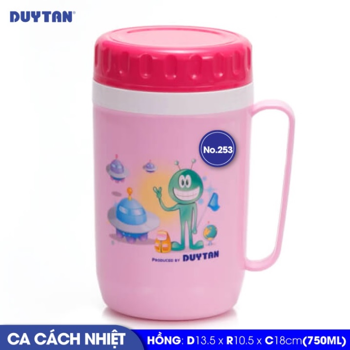 Ca cách nhiệt nhựa Duy Tân 750ml (13.5 x 10.5 x 18 cm) - 31539 - Giao màu ngẫu nhiên - Hàng chính hãng