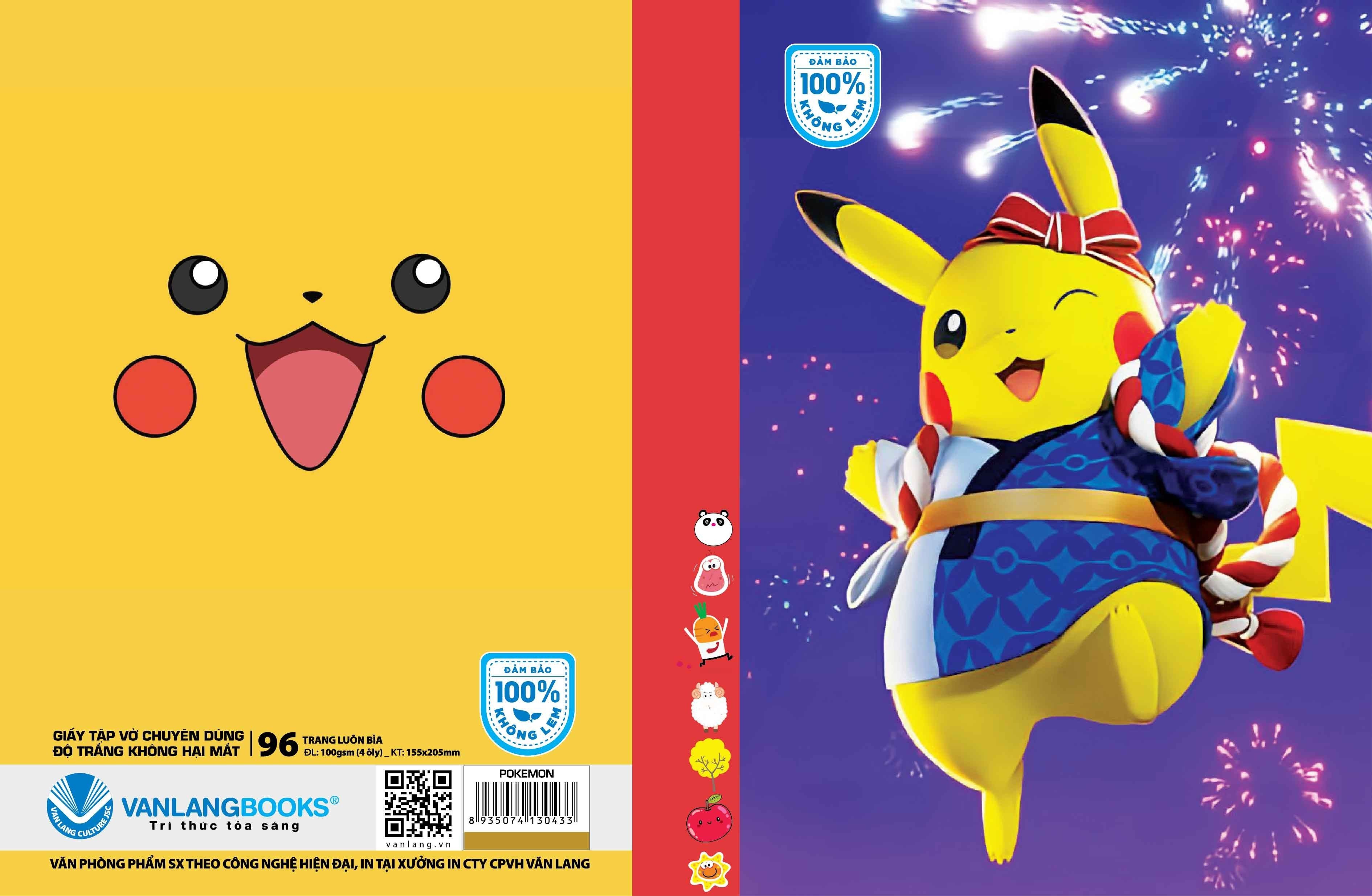 Tập Học Sinh  Vanlangbooks 96 Trang Định Lượng 100  - Pokemon