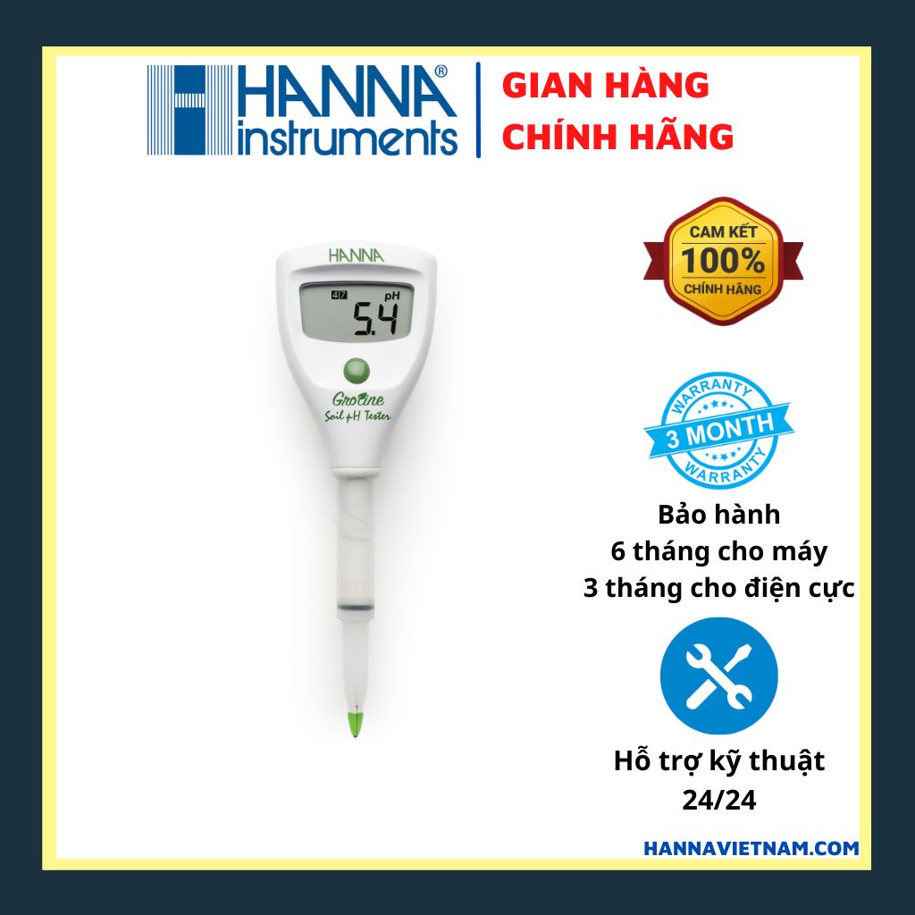 Máy Đo pH Trực Tiếp Trong Đất Trồng Và Trong Nước Dạng Bút Đo Bỏ Túi - HANNA - GroLine - HI981030 - Tặng Kèm Dung Dịch Hiệu Chuẩn Máy