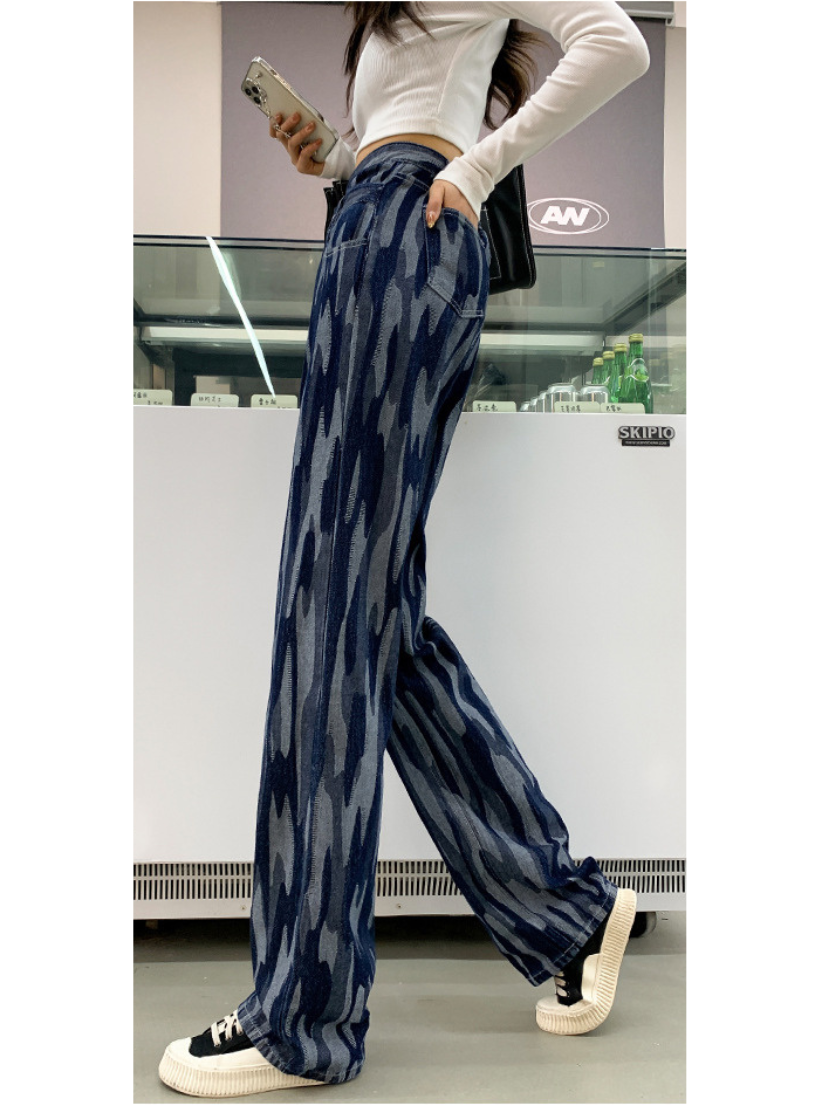 Quần jeans suông dài nữ HQJeans lưng đắp chéo họa tiết mẫu mới