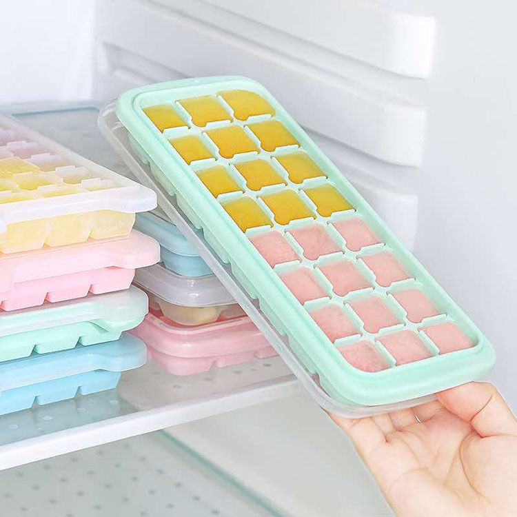 Khay Đá 24 Viên Và 36 Viên Silicon Cao Cấp Dẻo Không Nứt, Gãy, Bể Có Nắp Đậy Chống Tràn Tiện Lợi