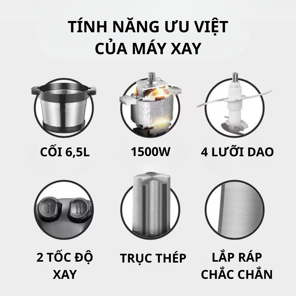 Máy xay thịt đa năng Lumabella LB-56003 công suất cao 1500W, dung tích lớn 6.5L, xay nhuyễn mọi thực phẩm, tiết kiệm thời gian, dễ dùng, dễ vệ sinh, tiện lợi - DELIYA - HÀNG CHÍNH HÃNG