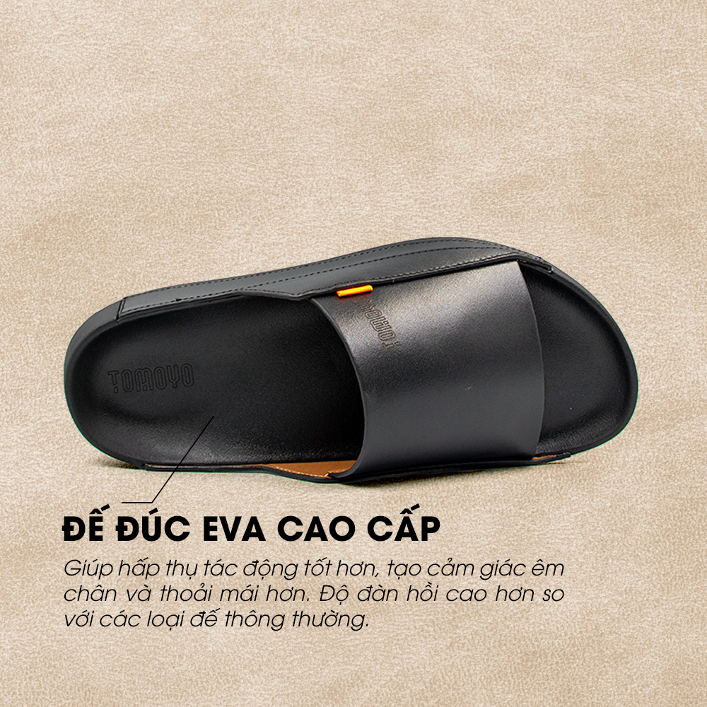 Dép Quai Ngang Nam Da Bò Nappa Cao Cấp Tomoyo TMD309