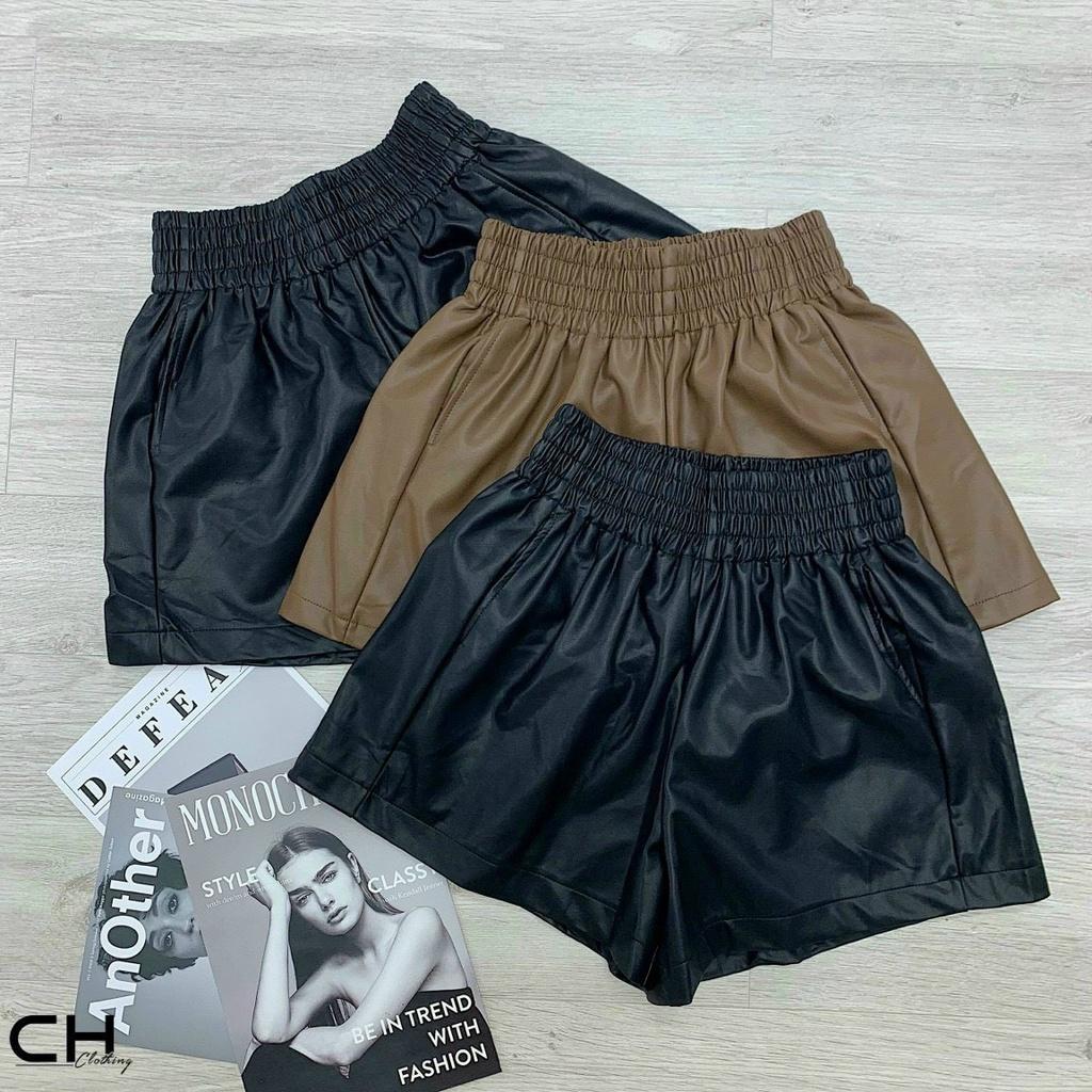 Quần Short Da Nữ Thời Trang - Quần Sóc Da Cạp Chun To Dáng Xòe Hàng Cao Cấp Kanimi