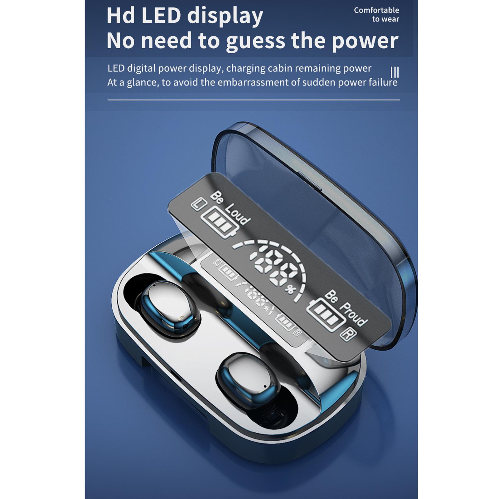 Wireless Headphones Earbuds LED Display HiFi Sound for Phones
