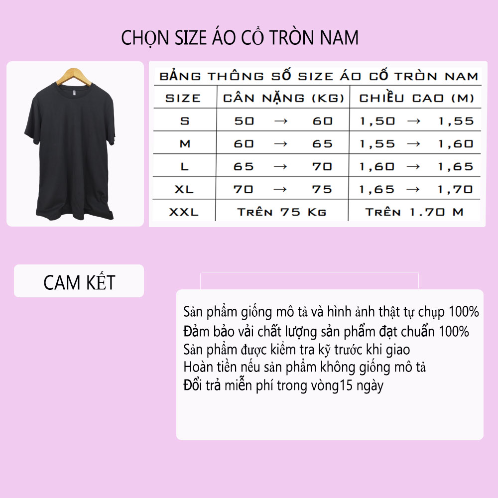 Hình ảnh Áo thun nam cổ tròn màu đen chất liệu 100% cotton dày dặn co giãn tay ngắn