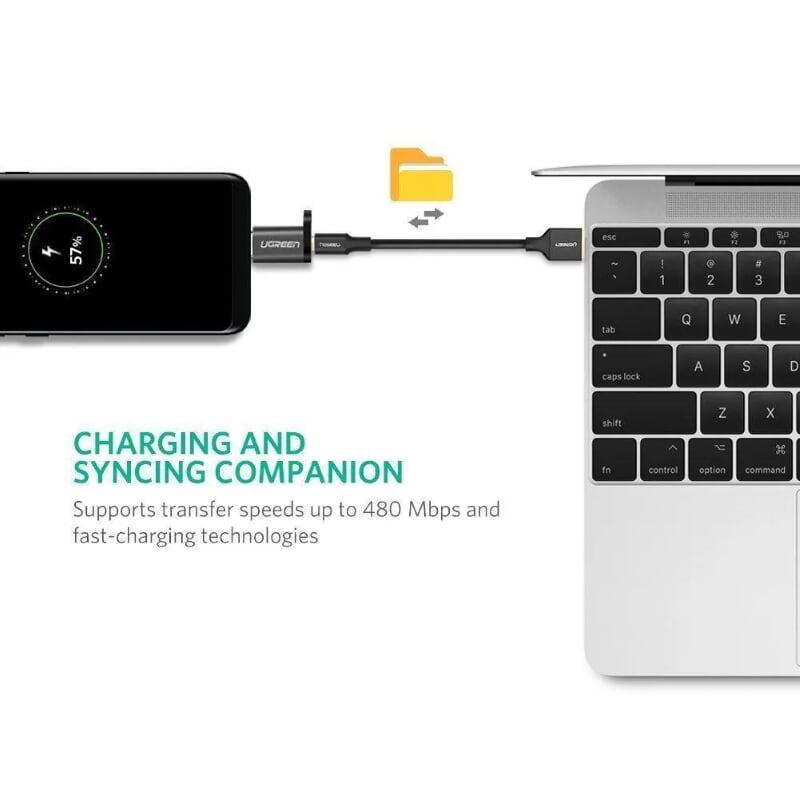 Ugreen UG40945US189TK Màu Xám Đầu chuyển đổi TYPE C sang MICRO USB vỏ nhôm cao cấp dáng móc khoá - HÀNG CHÍNH HÃNG