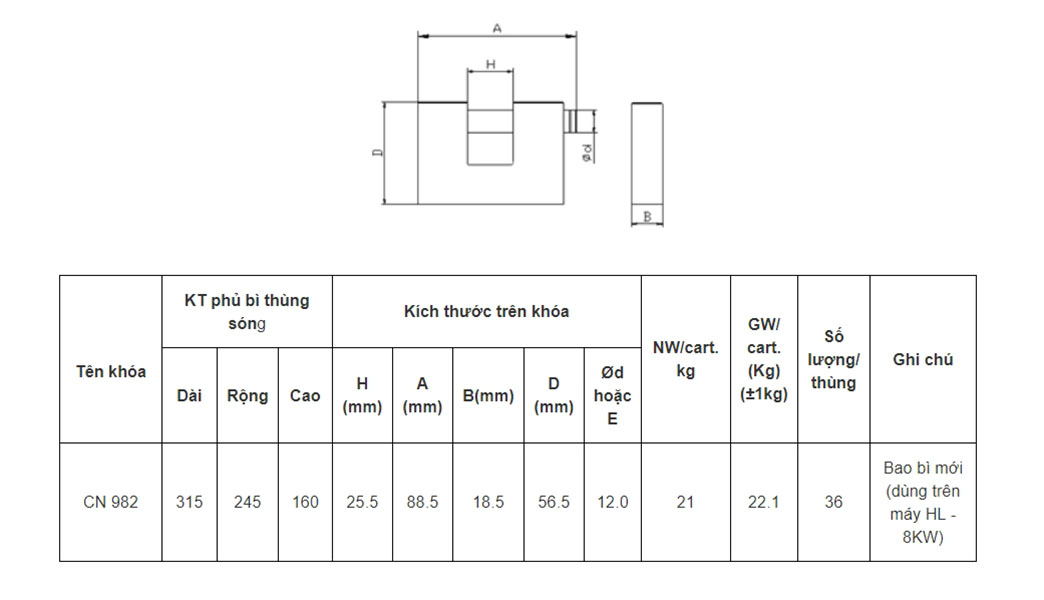 Ổ khoá việt tiệp cầu ngang cao cấp 57 x 82 ống phi 12mm