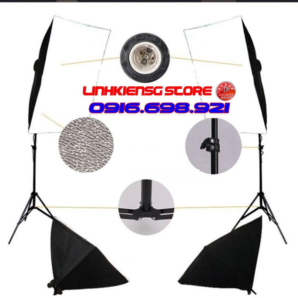 Bộ đèn studio chụp ảnh, quay phim, Livestream chuyên nghiệp, cao 1.7m softbox 50x70cm