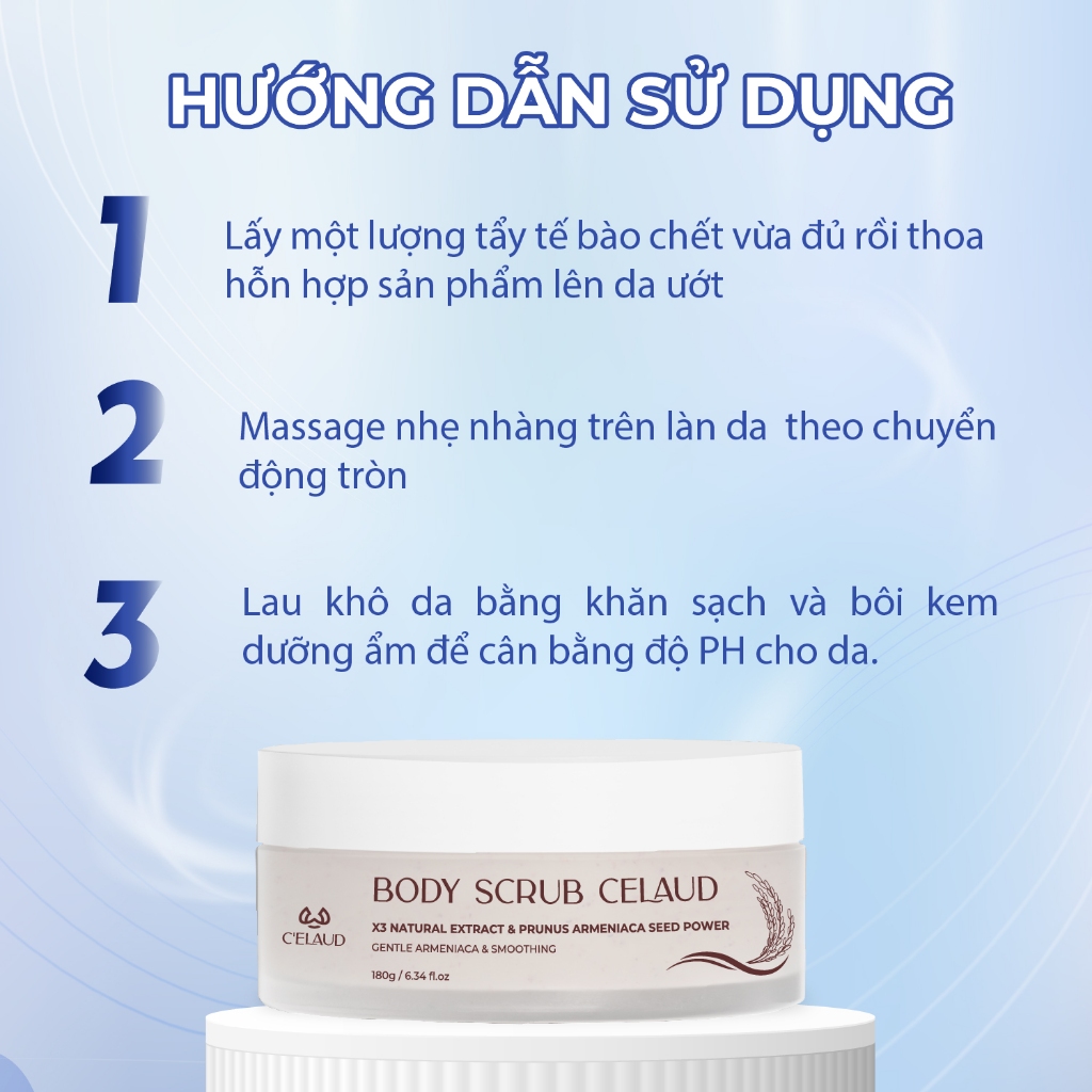 Tẩy tế bào chết, tái tạo và làm mịn da Body Scrub Celaud