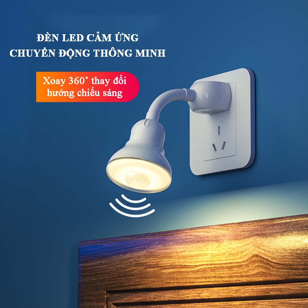 Đèn led cảm ứng chuyển động Veneian 220V/5W, tự sáng khi phát hiện chuyển động, ánh sáng vàng ấm, hỗ trợ xoay 360 độ, có thể thay đổi hướng sáng