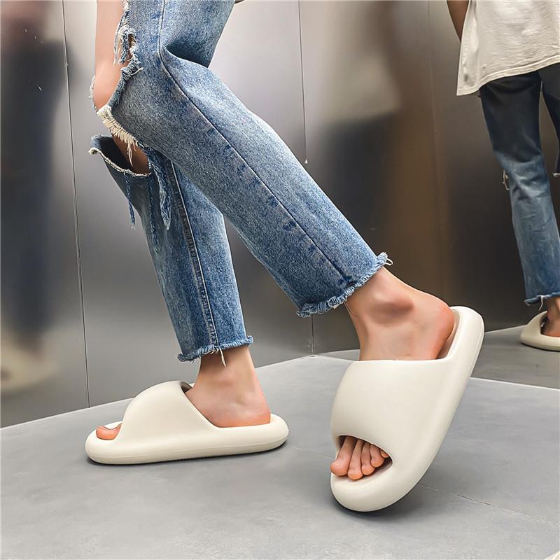 Dép Mùa Hè Nữ Nam 2023 Trong Nhà EVA Cao Đế Mềm Xu Hướng Trượt Đèn Giày Đi Biển Cặp Đôi Dép Đi Trong Nhà size Lớn Color: white Shoe Size: 42